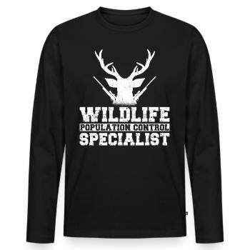 Buck Deer Hunting Hunter Wildlife - Men's Premium Organic Long Sleeve Shirt - black - Front - Nico (187cm)