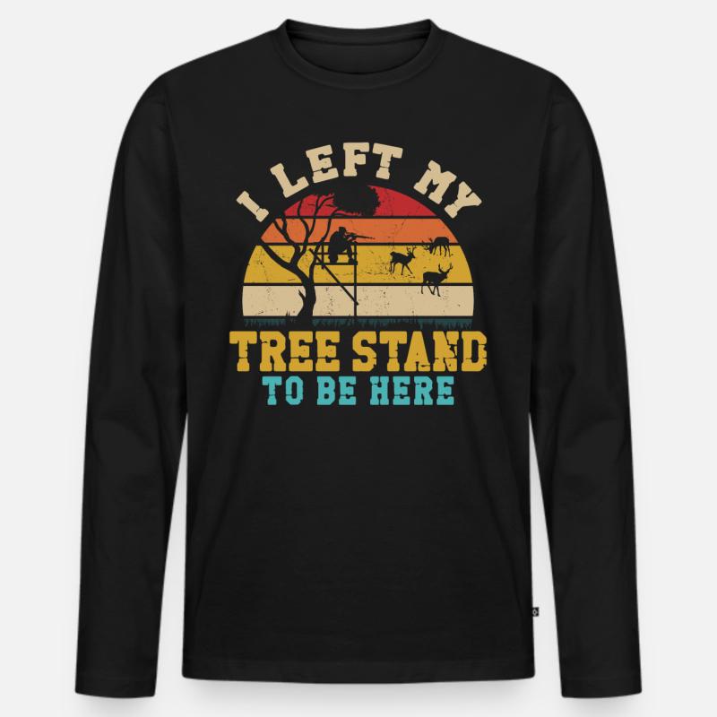 Buck Deer Hunting Hunter Retro - Männer Premium Bio Langarmshirt - Schwarz