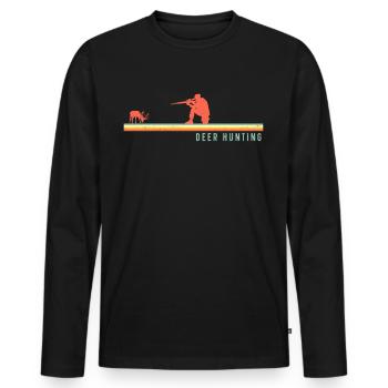 Chasseur de cerfs Buck Retro - T-shirt manches longues Premium bio Homme - noir - Devant - Nico (187cm)