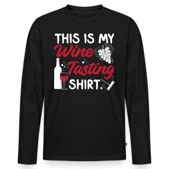 Sommelier Wine Drinking Tasting - Männer Premium Bio Langarmshirt - Schwarz - Vorne - Nico (187cm)