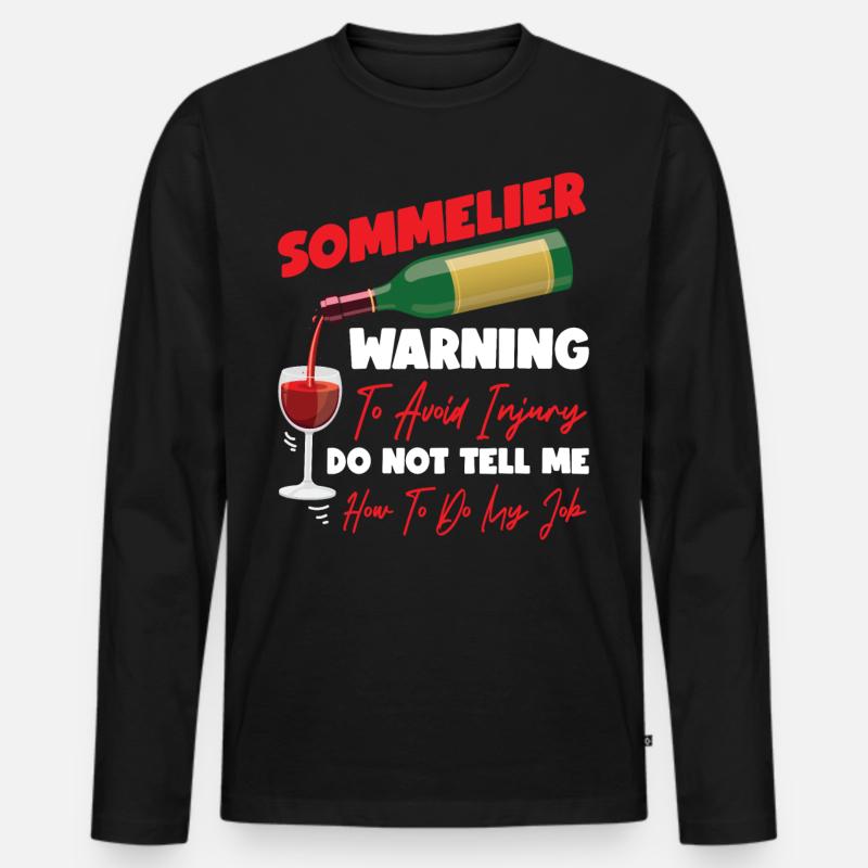 Sommelier Wine Drinking Tasting - Männer Premium Bio Langarmshirt - Schwarz
