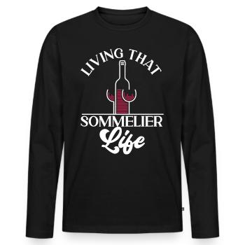 Sommelier Wine Drinking Tasting - Männer Premium Bio Langarmshirt - Schwarz - Vorne - Nico (187cm)