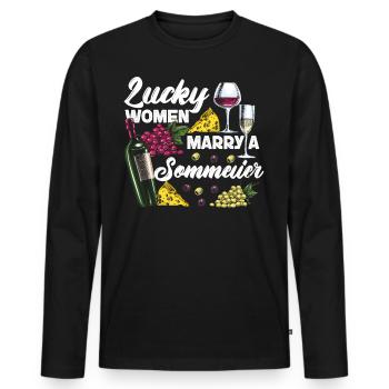 Sommelier Wine Drinking Tasting - Men's Premium Organic Long Sleeve Shirt - black - Front - Nico (187cm)