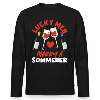 Sommelier Wine Drinking Tasting - Men's Premium Organic Long Sleeve Shirt - black - Front - Nico (187cm)