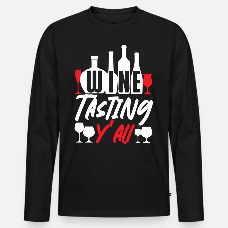 Sommelier Wine Drinking Tasting - Männer Premium Bio Langarmshirt - Schwarz