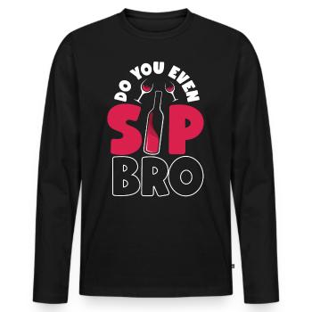 Sommelier Dégustation de vin à boire Do - T-shirt manches longues Premium bio Homme - noir - Devant - Nico (187cm)