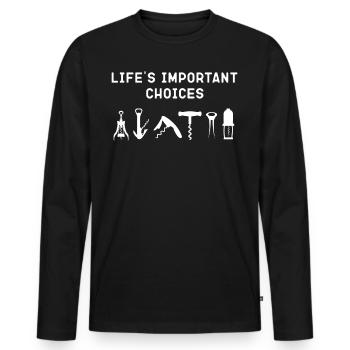 Dégustation de vin de sommelier - T-shirt manches longues Premium bio Homme - noir - Devant - Nico (187cm)