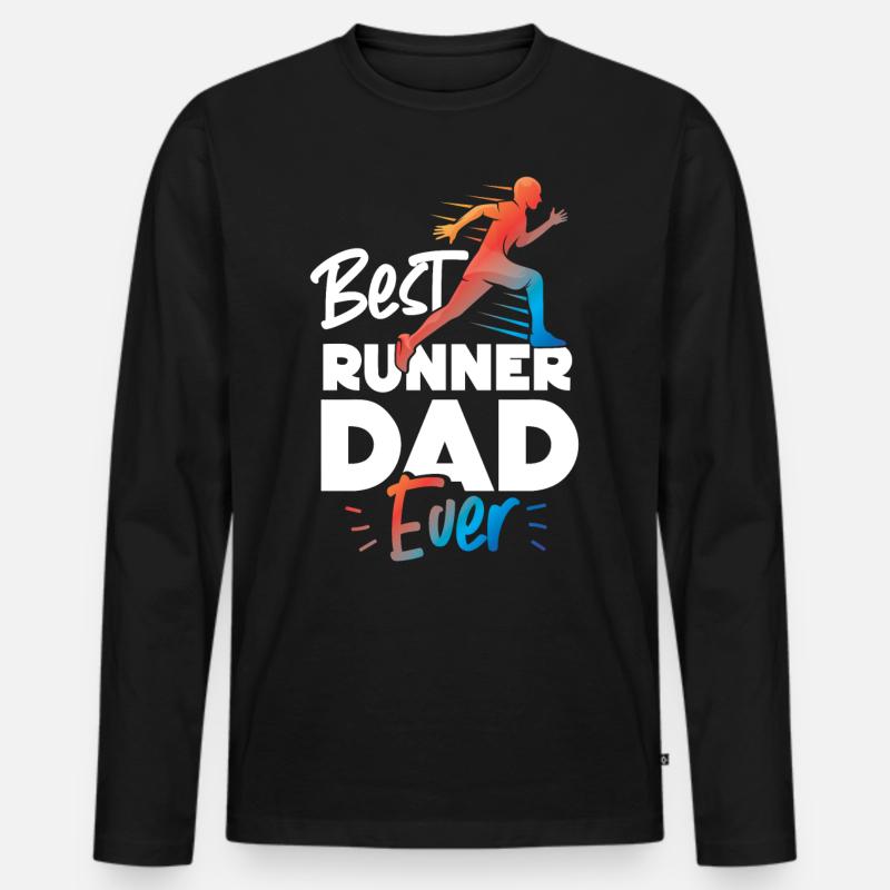 Running Runner Half Marathon Dad - Männer Premium Bio Langarmshirt - Schwarz