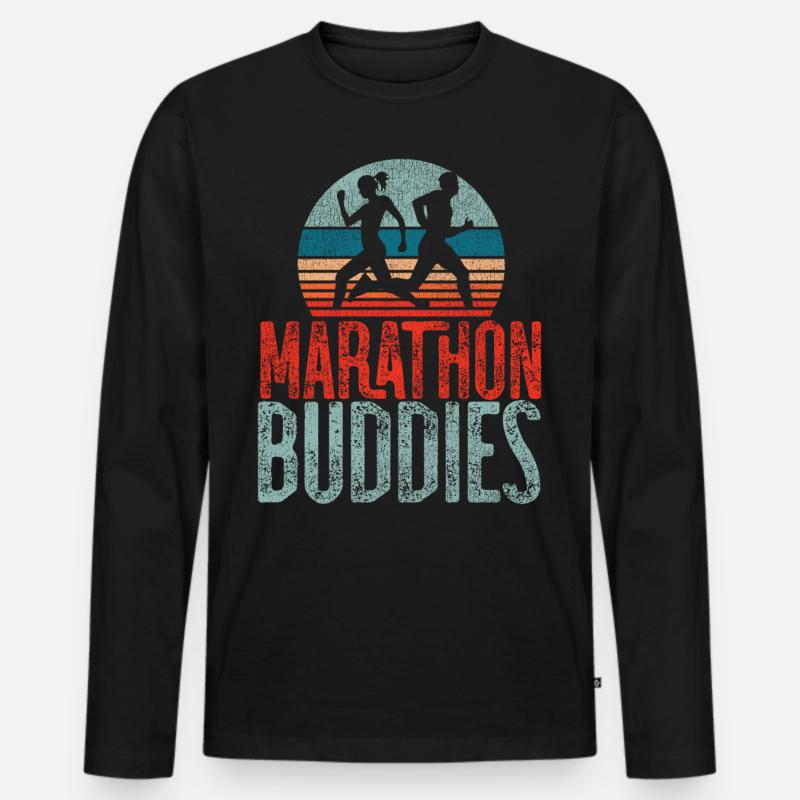 Running Runner Half Marathon - Männer Premium Bio Langarmshirt - Schwarz