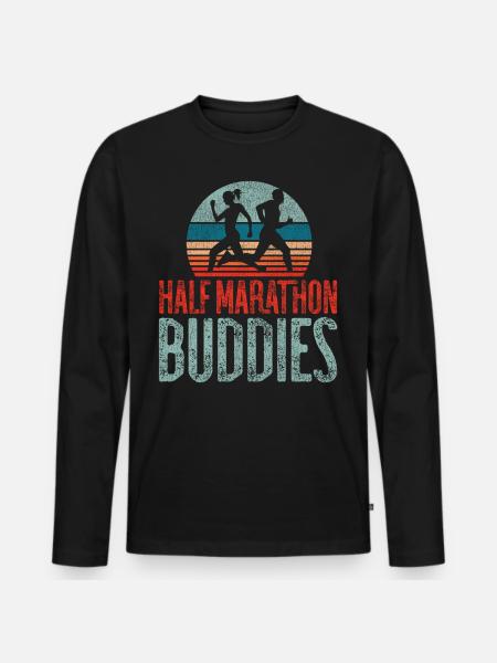 Running Runner Half Marathon - Männer Premium Bio Langarmshirt - Schwarz
