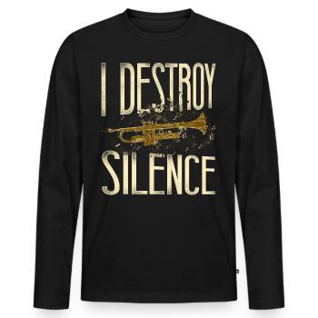 Trompettiste Vintage I Destroy - T-shirt manches longues Premium bio Homme - noir - Devant - Nico (187cm)