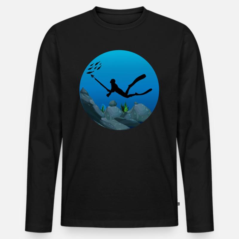 Speerfischen Speerfischen Speerfischen Angeln - Männer Premium Bio Langarmshirt - Schwarz