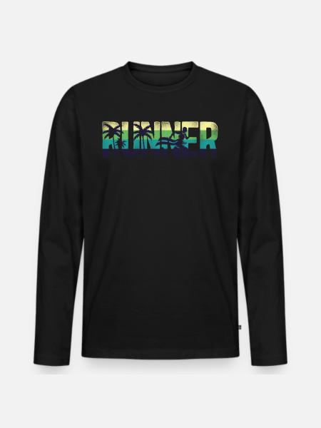 Running Runner Half Marathon Retro - Men's Premium Organic Long Sleeve Shirt - black