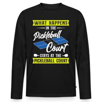 Pickleball Ce qui se passe au - T-shirt manches longues Premium bio Homme - noir - Devant - Nico (187cm)