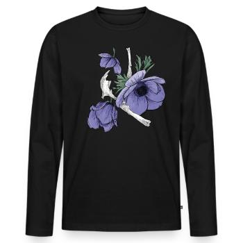 Flowers and bones - Men's Premium Organic Long Sleeve Shirt - black - Front - Nico (187cm)