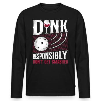 Pickleball Pun Wine Dink - Men's Premium Organic Long Sleeve Shirt - black - Front - Nico (187cm)