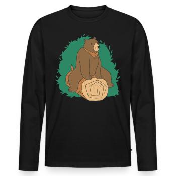 Brown Bear Tree Bear Motif for Brown Bears Team and - Men's Premium Organic Long Sleeve Shirt - black - Front - Nico (187cm)