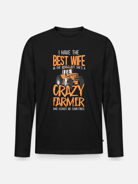 Farming Farmer Wife Tractor - Men's Premium Organic Long Sleeve Shirt - black