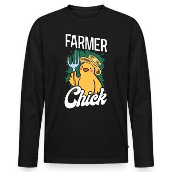 Farming Farmer Girl Chicken Farmer - Männer Premium Bio Langarmshirt - Schwarz - Vorne - Nico (187cm)
