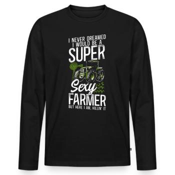 Farming Farmer Tractor Vintage I - Men's Premium Organic Long Sleeve Shirt - black - Front - Nico (187cm)