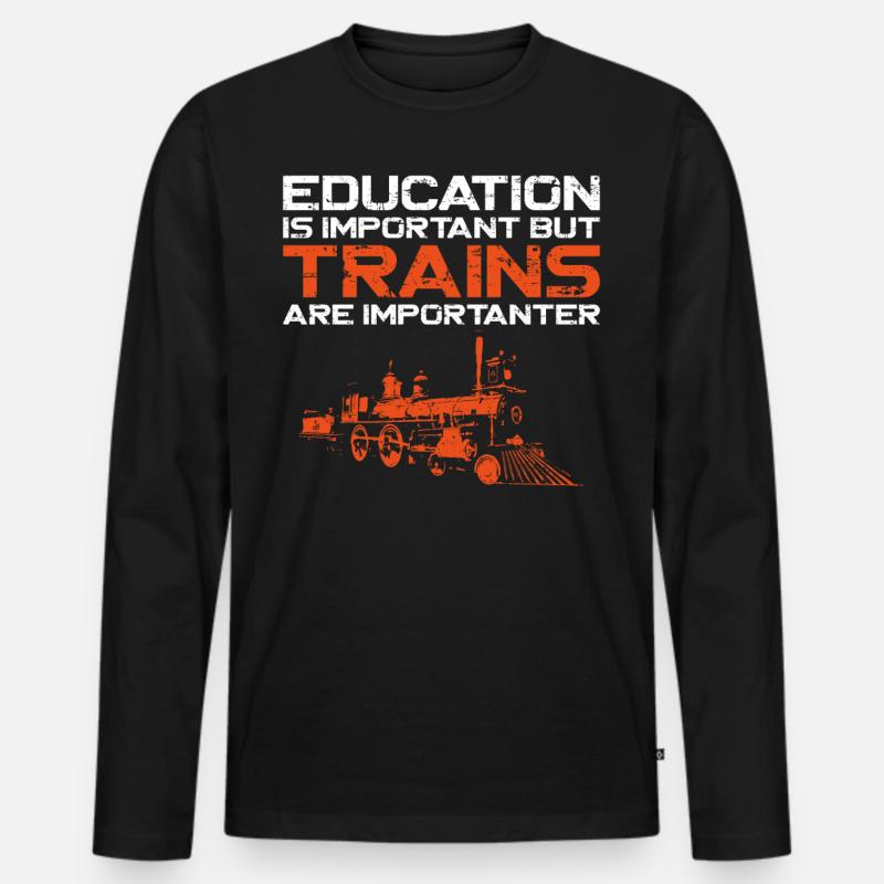 Steam Train Driver Trainspotting - Männer Premium Bio Langarmshirt - Schwarz