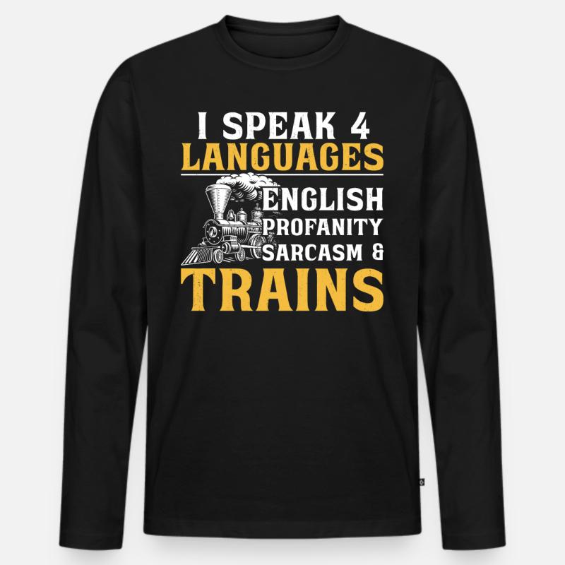 Steam Train Driver Trainspotting - Männer Premium Bio Langarmshirt - Schwarz