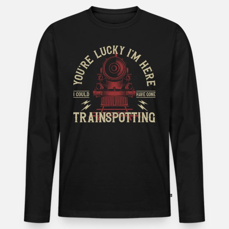 Steam Train Driver Trainspotting - Männer Premium Bio Langarmshirt - Schwarz