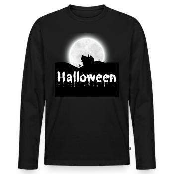Halloween Creepy Cemetery Moon Witch Vampire - T-shirt manches longues Premium bio Homme - noir - Devant - Nico (187cm)