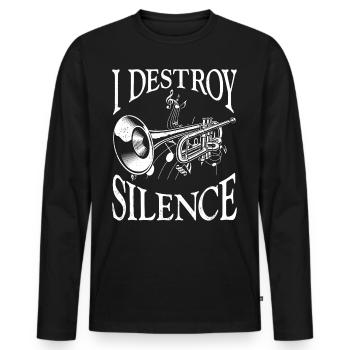 Trompettiste Vintage I Destroy - T-shirt manches longues Premium bio Homme - noir - Devant - Nico (187cm)
