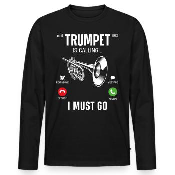 Affichage du téléphone trumpet player - T-shirt manches longues Premium bio Homme - noir - Devant - Nico (187cm)