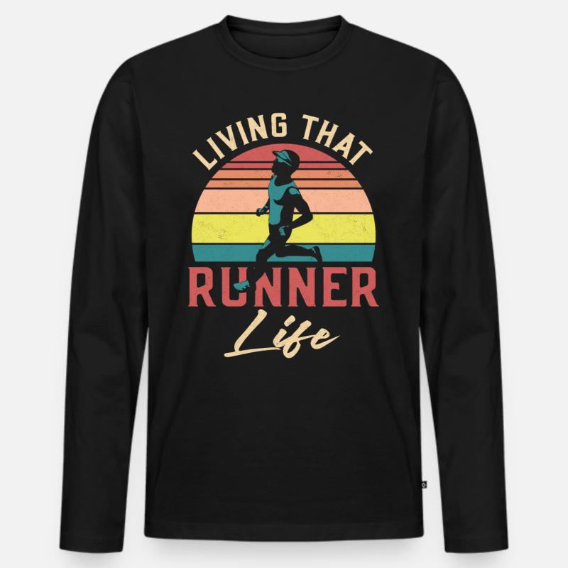 Running Runner Half Marathon - Männer Premium Bio Langarmshirt - Schwarz