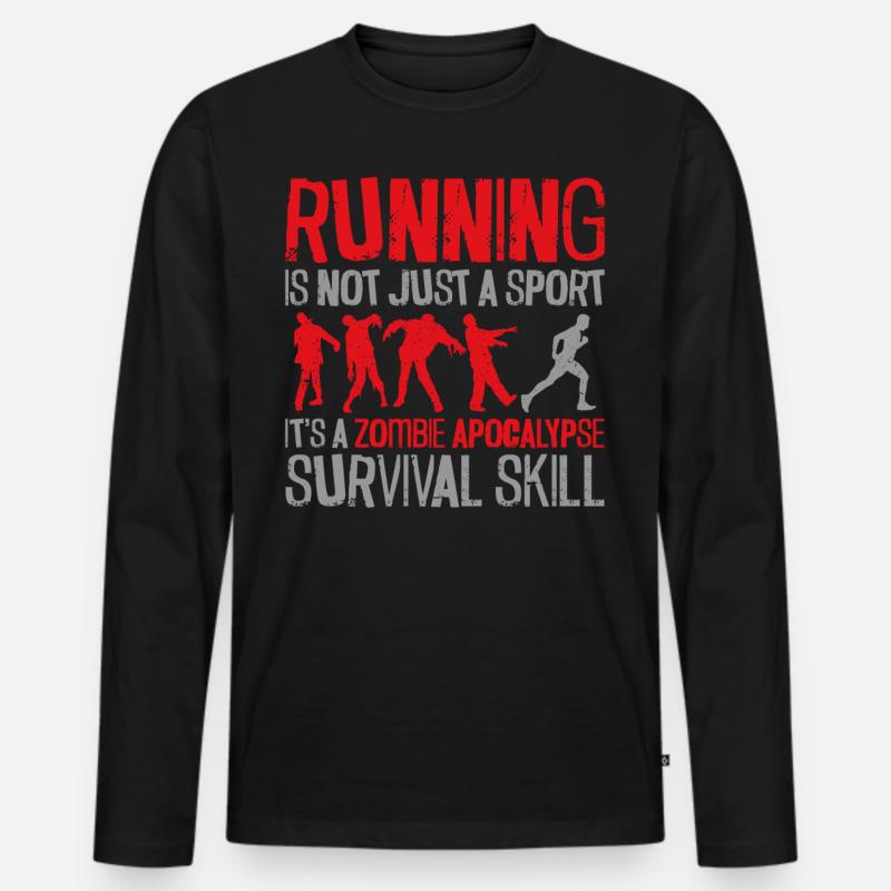 Running Runner Half Marathon - Männer Premium Bio Langarmshirt - Schwarz