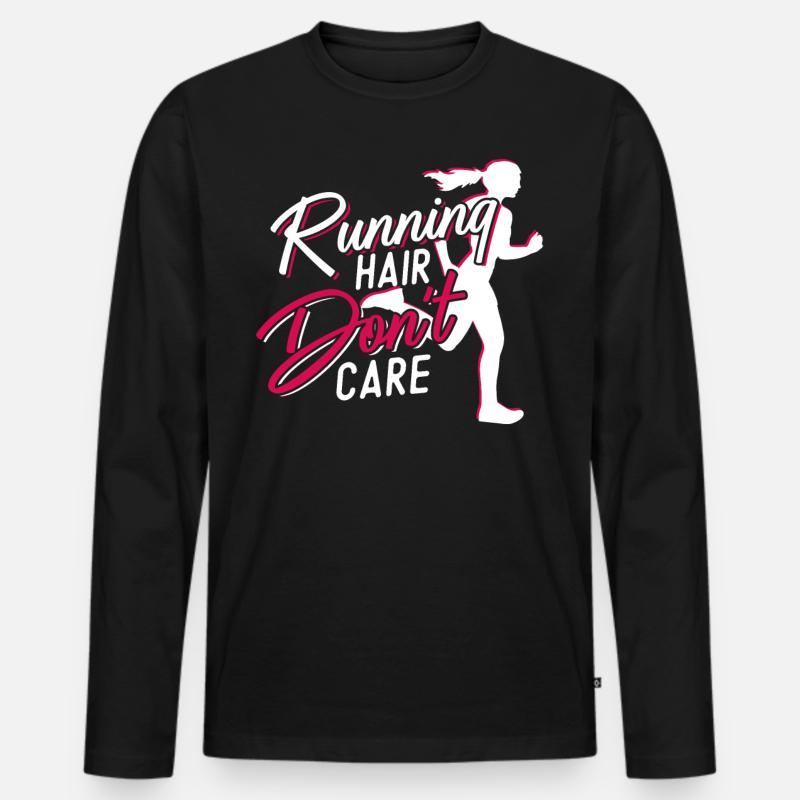 Running Runner Half Marathon Girl - Männer Premium Bio Langarmshirt - Schwarz