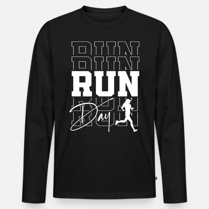 Running Runner Half Marathon - Männer Premium Bio Langarmshirt - Schwarz