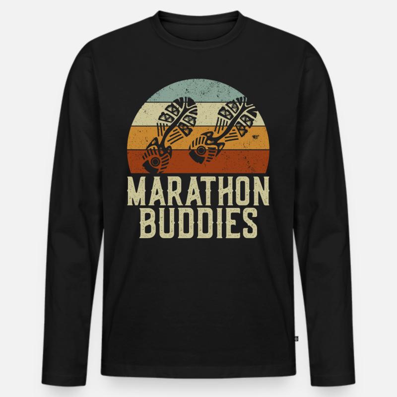 Running Runner Half Marathon - Männer Premium Bio Langarmshirt - Schwarz