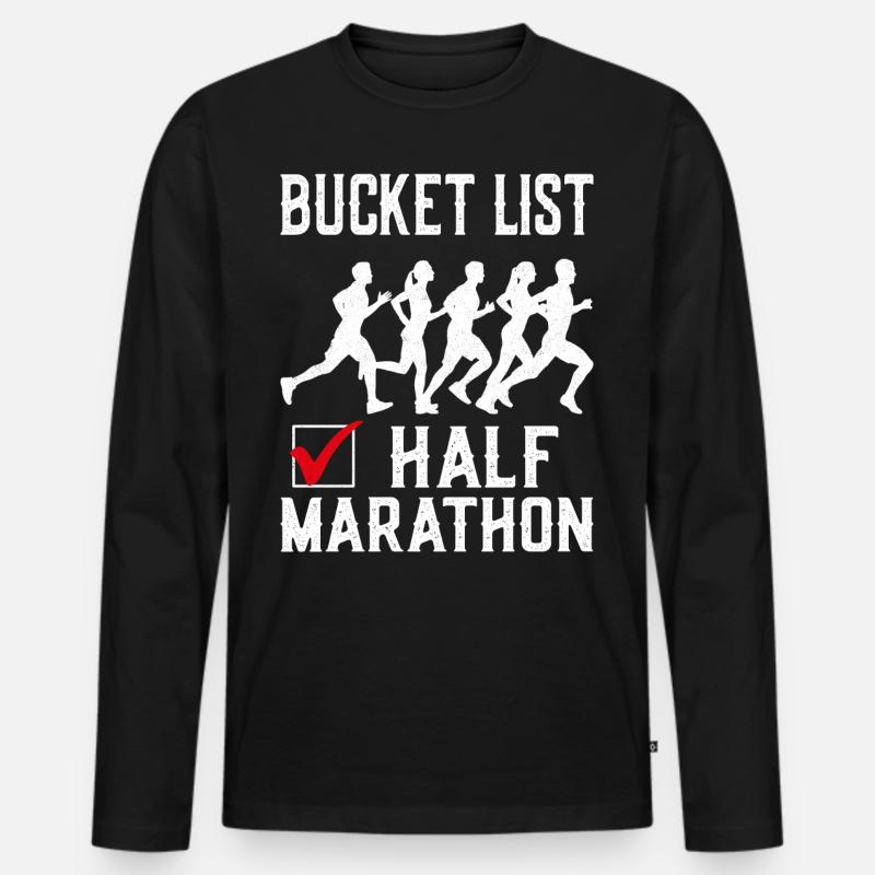 Running Runner Half Marathon - Männer Premium Bio Langarmshirt - Schwarz