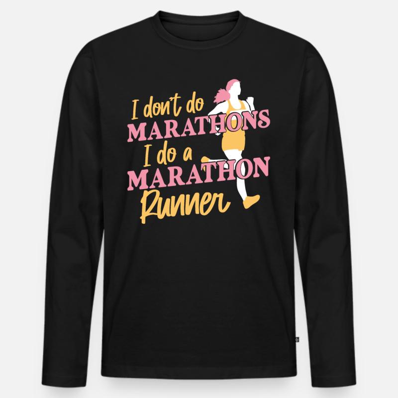 Running Runner Half Marathon - Männer Premium Bio Langarmshirt - Schwarz