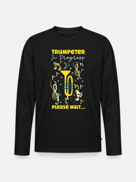 Trumpet Player Trumpeter In - Men's Premium Organic Long Sleeve Shirt - black