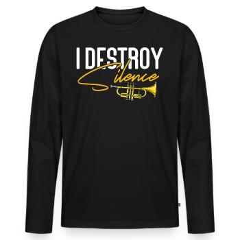 Le trompettiste I Destroy Silence - T-shirt manches longues Premium bio Homme - noir - Devant - Nico (187cm)