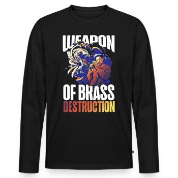 Trumpet Player Pun Weapon Of Brass - Männer Premium Bio Langarmshirt - Schwarz - Vorne - Nico (187cm)