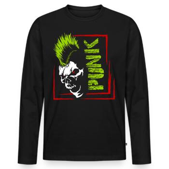 Punk Musik Punker Punkrock Irokesenschnitt Rocker - Männer Premium Bio Langarmshirt - Schwarz - Vorne - Nico (187cm)
