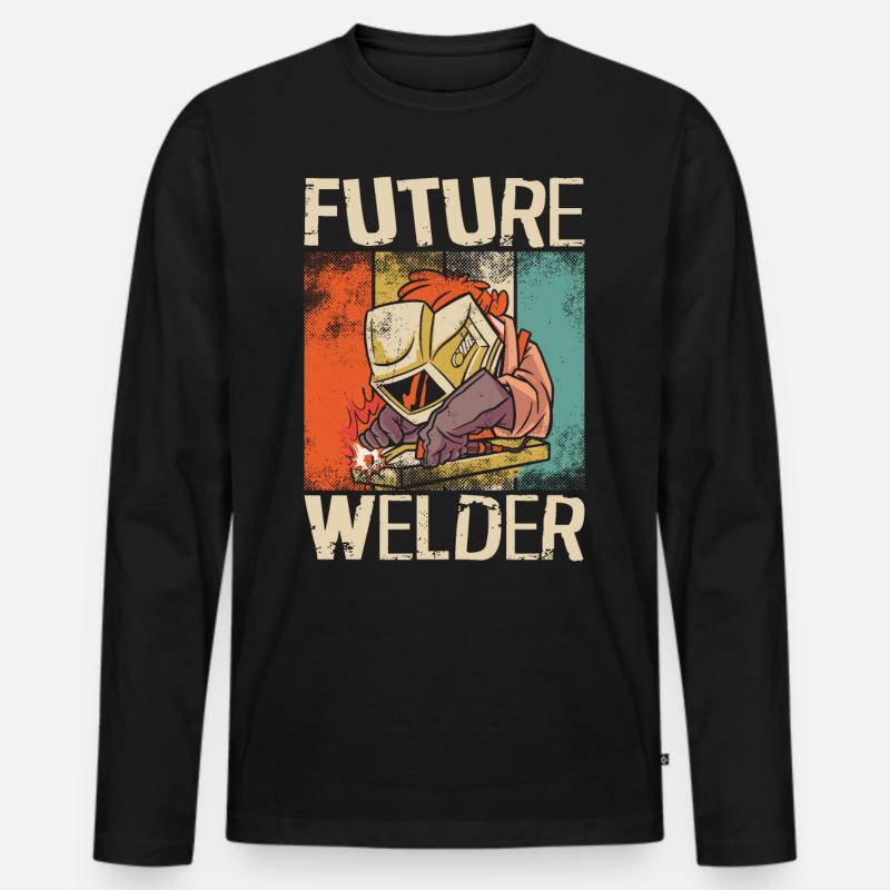 Welder Welding Vintage Retro - Männer Premium Bio Langarmshirt - Schwarz