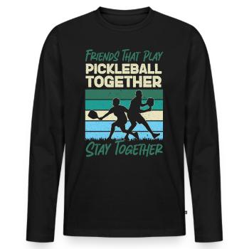 Pickleball Buddies Rétro Vintage - T-shirt manches longues Premium bio Homme - noir - Devant - Nico (187cm)
