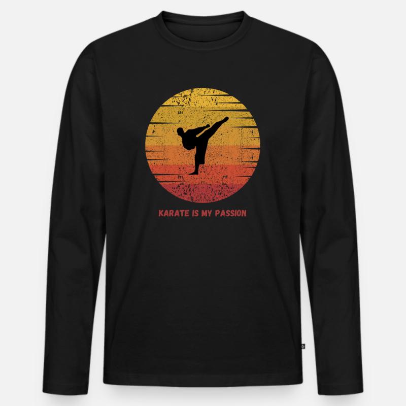 Karate - Männer Premium Bio Langarmshirt - Schwarz