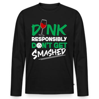 Pickleball Pun Wine Dink - Men's Premium Organic Long Sleeve Shirt - black - Front - Nico (187cm)