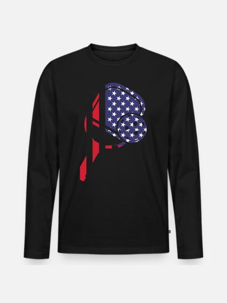 Pickleball Paddle American Flag - Men's Premium Organic Long Sleeve Shirt - black
