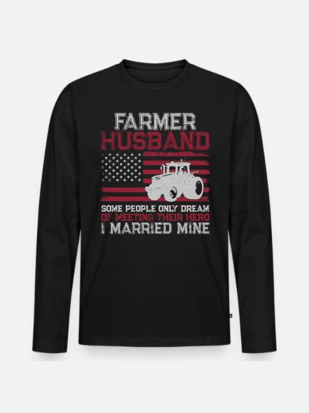 Farming Farmer Husband Tractor - Men's Premium Organic Long Sleeve Shirt - black