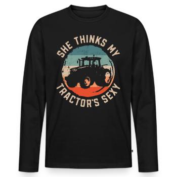 Farming Farmer Tractor Vintage - Männer Premium Bio Langarmshirt - Schwarz - Vorne - Nico (187cm)