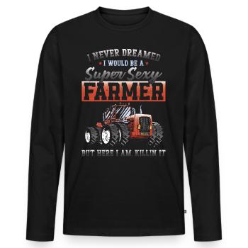 Farming Farmer Vintage Tractor I - Men's Premium Organic Long Sleeve Shirt - black - Front - Nico (187cm)