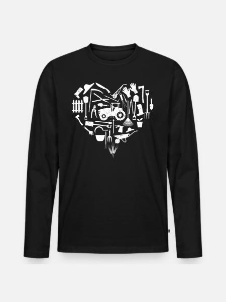 Farming Farmer Heart Tractor - Men's Premium Organic Long Sleeve Shirt - black